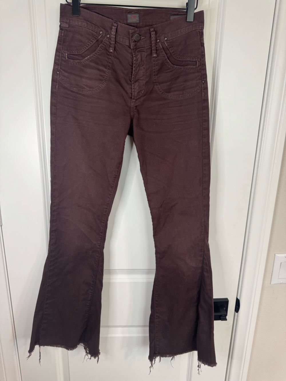 Citizens Of Humanity Angie Super Flare Jeans Brown Raw Hem Boho Retro Y2K 27